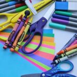 Цветная бумага, ножницы, карандаши. фото