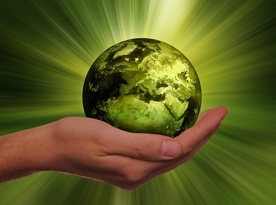 Зеленые лучи вокруг земного шара. иллюстрация