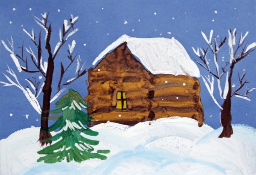 Зима на рисунке. иллюстрация
