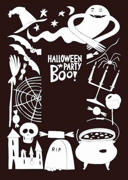 Белые символы Хэллоуина на черном фоне. иллюстрация