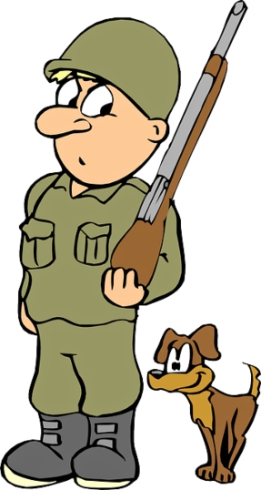 Военный и собака. иллюстрация
