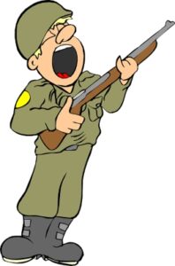 Человек в военной форме с оружием. иллюстрация