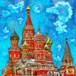 Купола Кремля в Москве, нарисованные красками. иллюстрация
