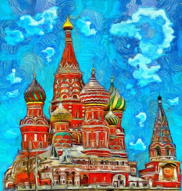 Купола Кремля в Москве, нарисованные красками. иллюстрация