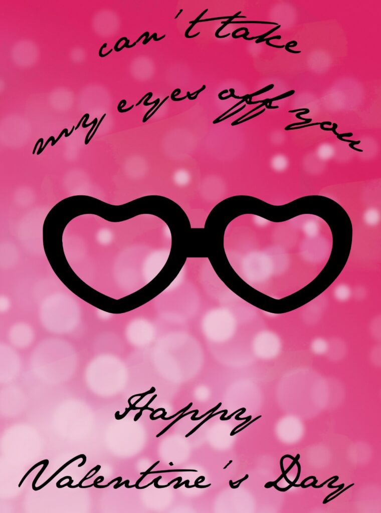 Очки с оправой в форме сердец на розовом фоне. иллюстрация