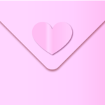 Закрытый конверт нежно-розового цвета с сердцем. иллюстрация