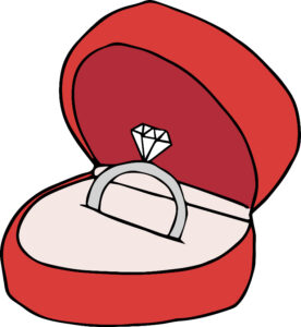 Помолвочное кольцо в красной коробке. иллюстрация